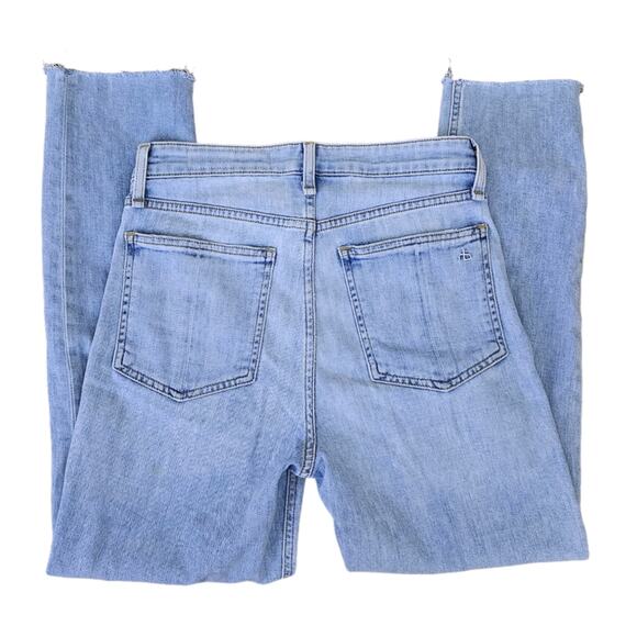 Rag & Bone Nina High-Rise Ankle Cigarette Jeans in Jade with Holes Light Wash 25 - Picture 7 of 8